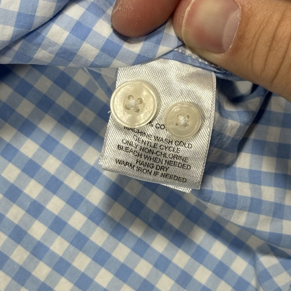 UNTUCKit Mens XL Blue White Gingham Check Button Up Shirt Long Sleeve Cotton - Picture 7 of 11